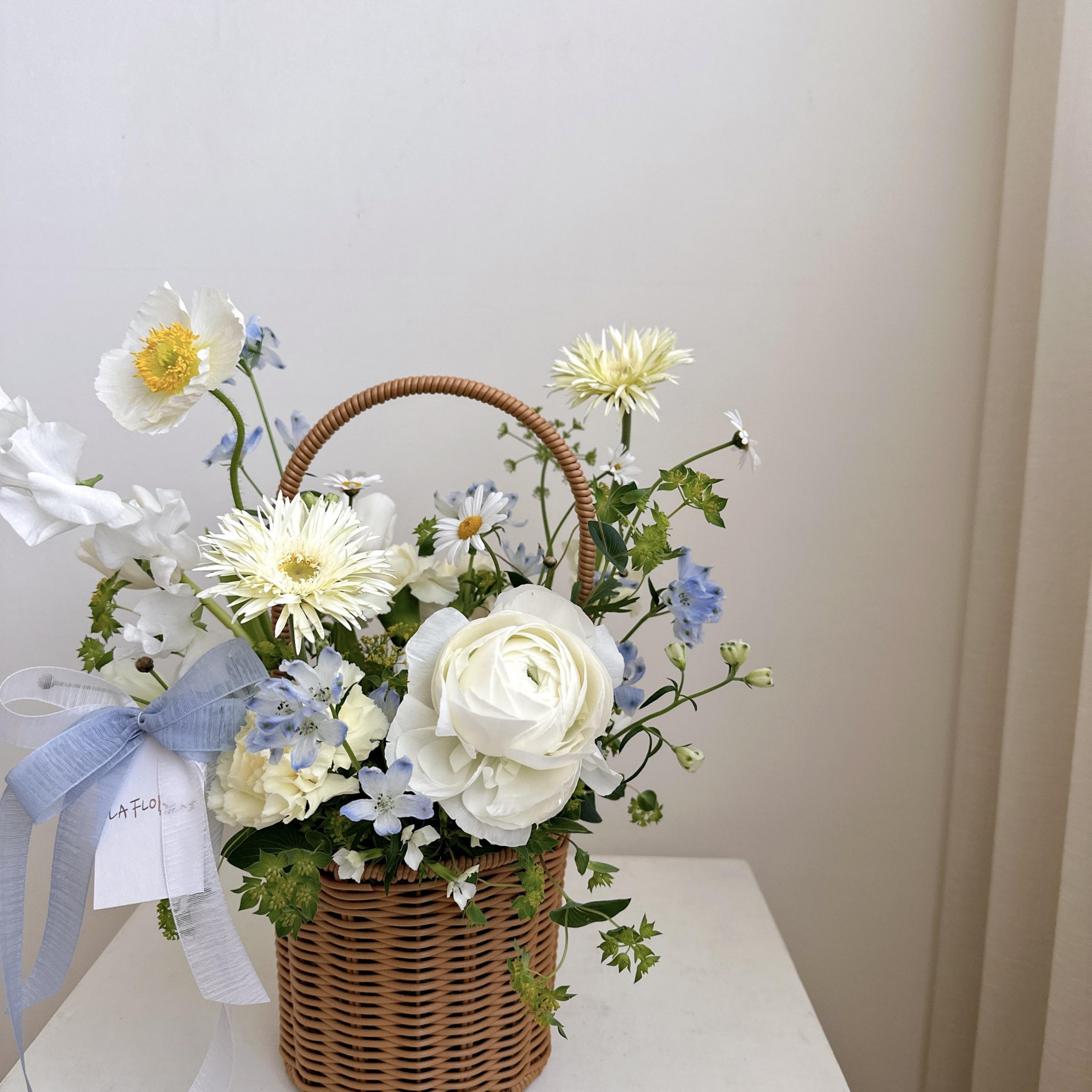 藍色系韓式手提花籃 S 3