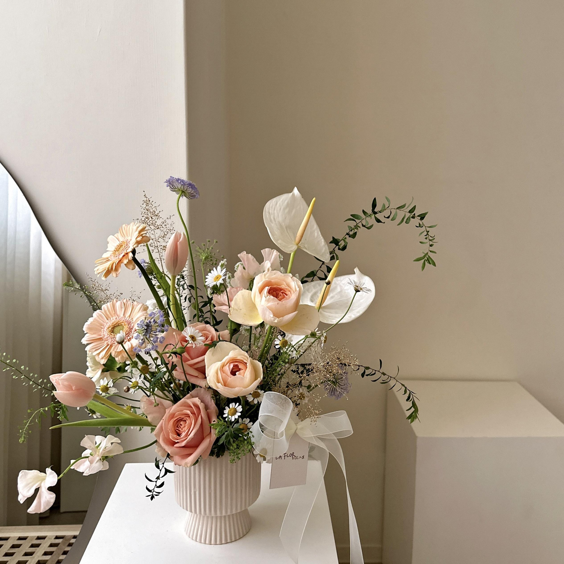 粉嫩色系韓式鮮花桌花 開幕桌花/新居花禮 3