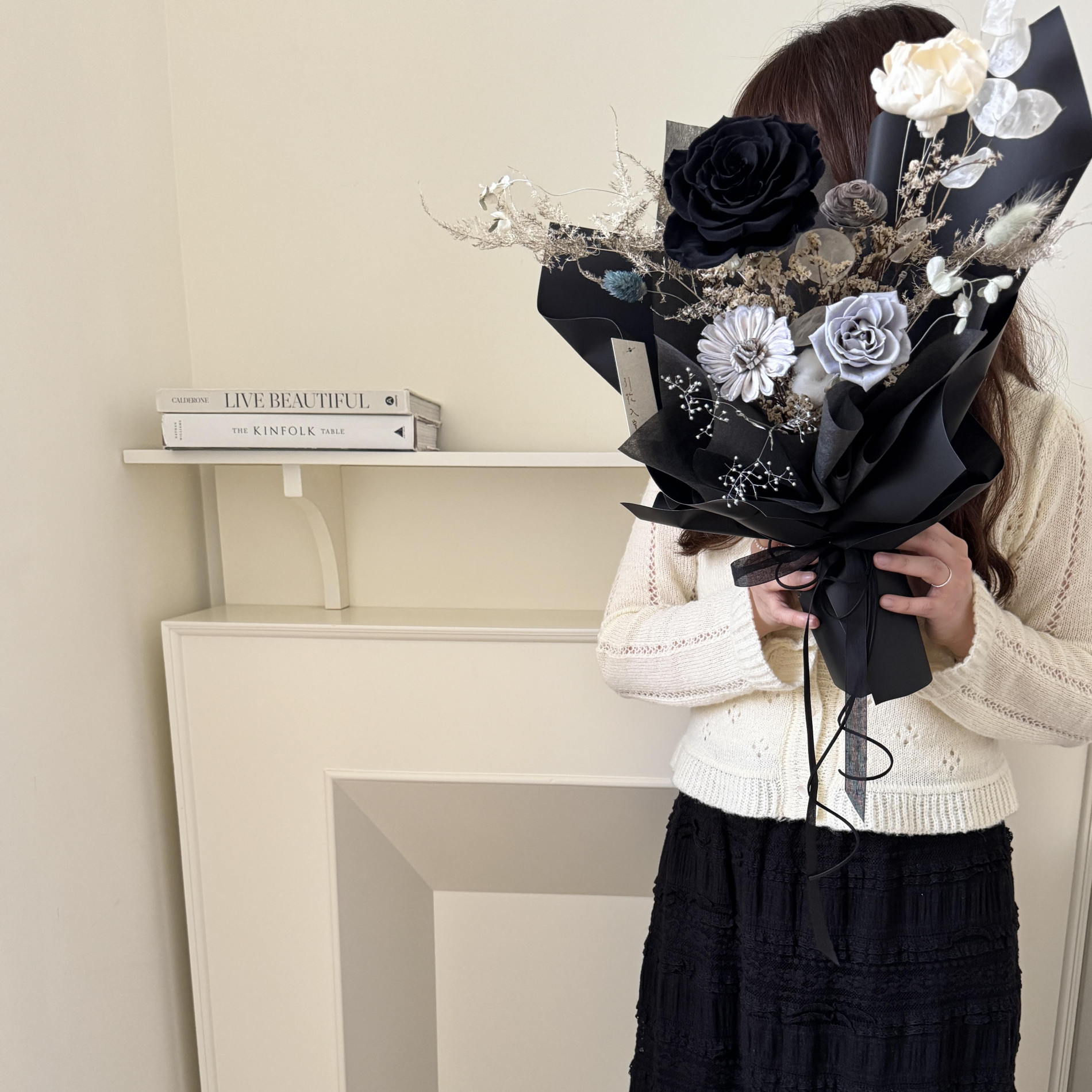 白色情人節設計款 黑夜日常永生花束 5