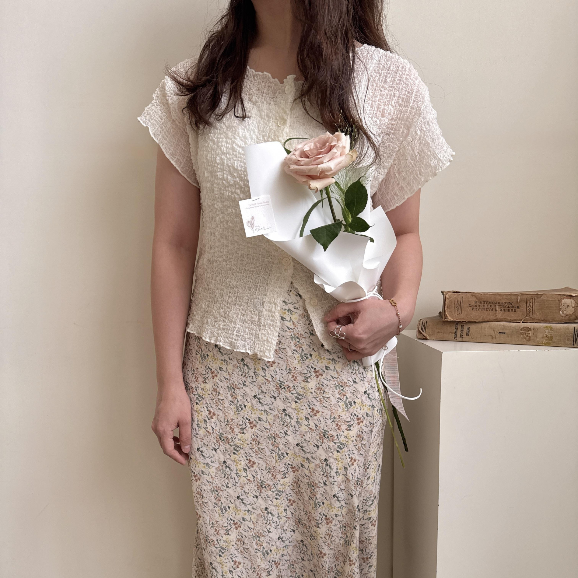 白色情人節設計款 溫柔紀念品單支玫瑰花束 5